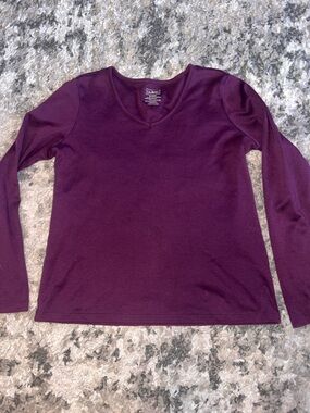L.L. Bean supima cotton super soft Women's Long-Sleeve Top in Plum size small